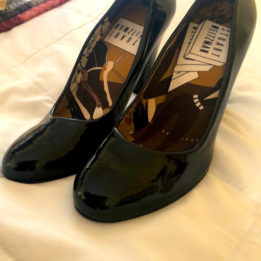 Black patent leather heels